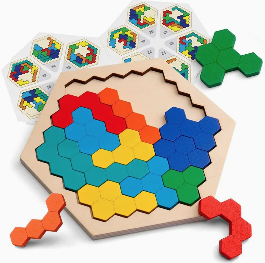 Hexagonal 3D Wooden Puzzle