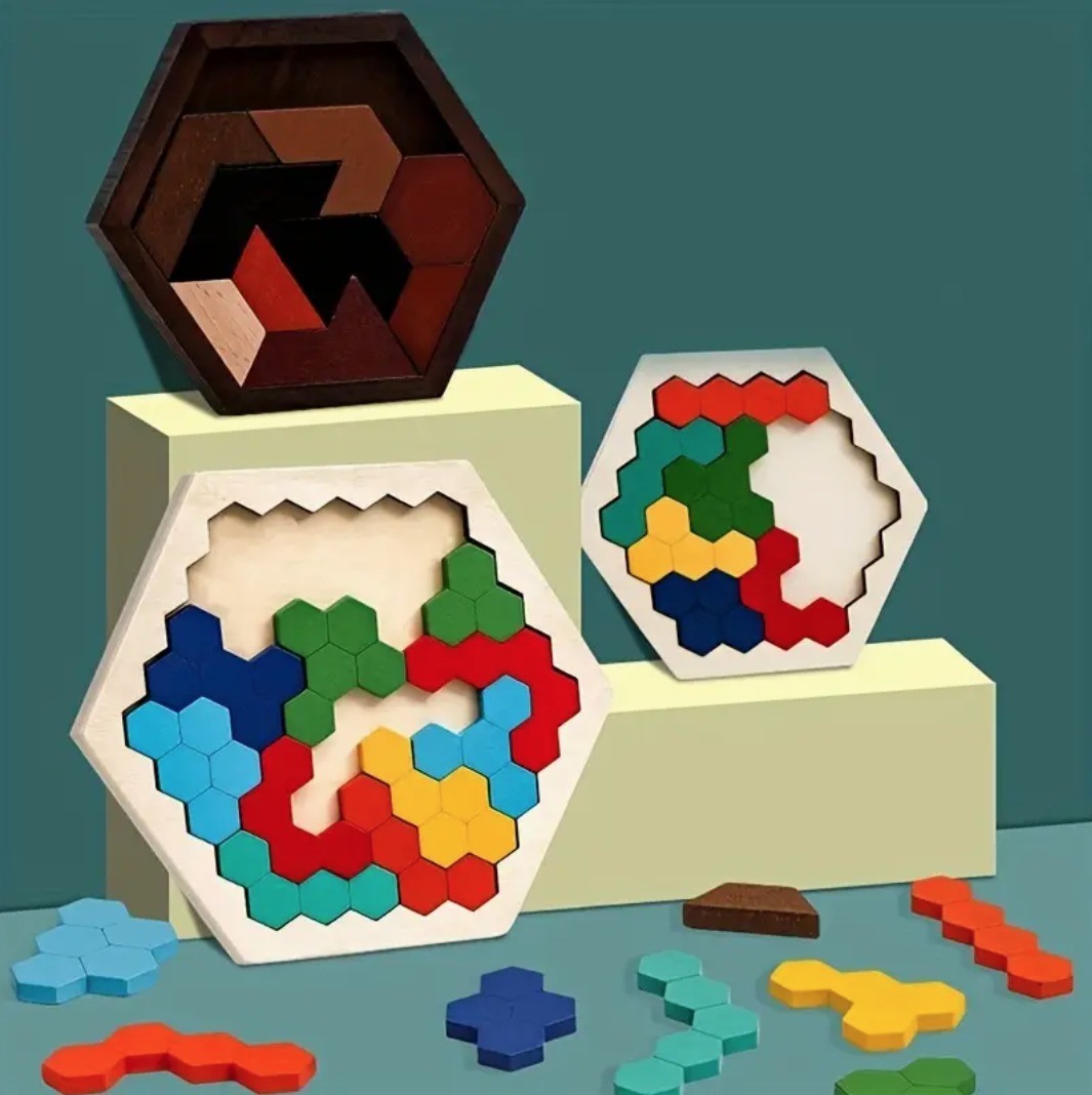 Hexagonal 3D Wooden Puzzle