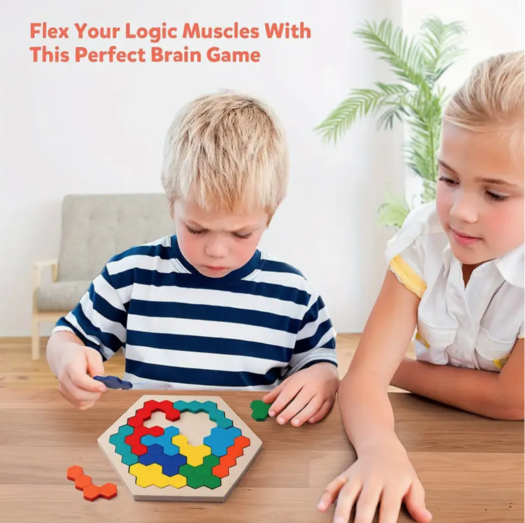 Hexagonal 3D Wooden Puzzle